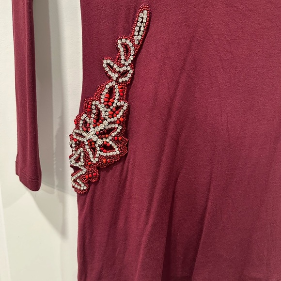 Sky Clothing Dress with crystals and slit Size Small Burgundy Maroon Color - Picture 7 of 7